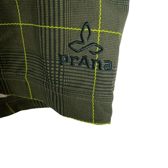 Prana Basalt Studio Board Shorts Men's Size 32 Green Plaid Unlined SW-1660 - Picture 4 of 10